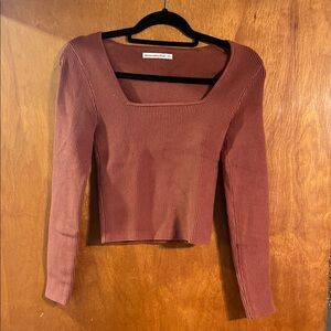 American Eagle Outfitters Rust Ribbed Long Sleeve Top